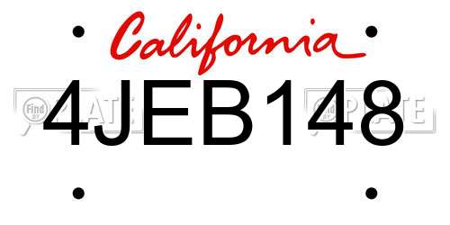4JEB148 California License Plate