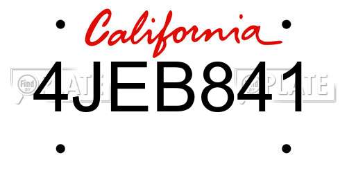 4JEB841 California License Plate