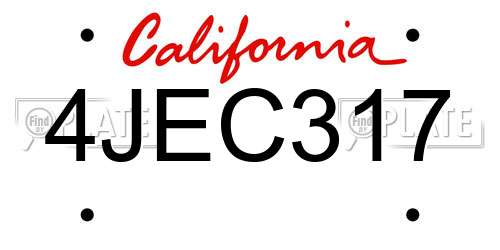 4JEC317 California License Plate