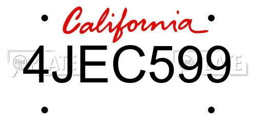 4JEC599 California License Plate