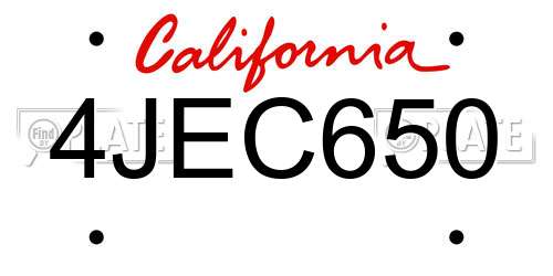 4JEC650 California License Plate