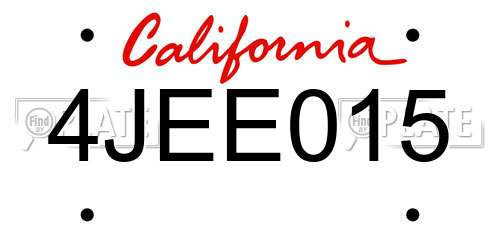 4JEE015 California License Plate