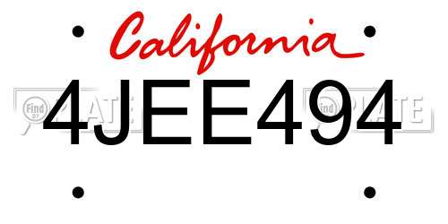 4JEE494 California License Plate