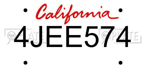 4JEE574 California License Plate