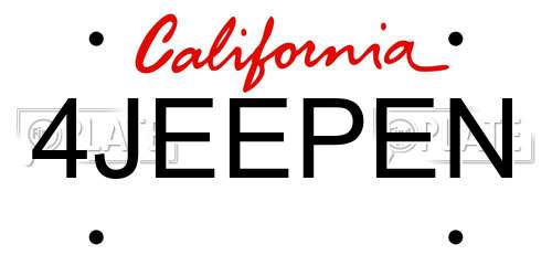 4JEEPEN California License Plate