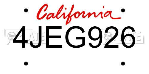 4JEG926 California License Plate
