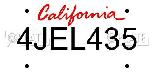 4JEL435 California License Plate
