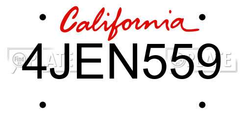 4JEN559 California License Plate