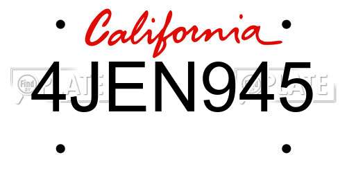 4JEN945 California License Plate