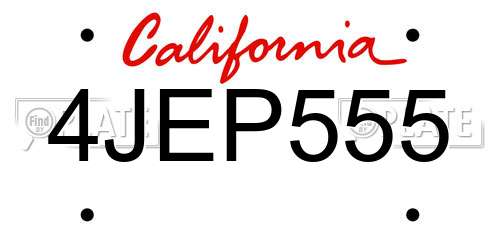4JEP555 California License Plate