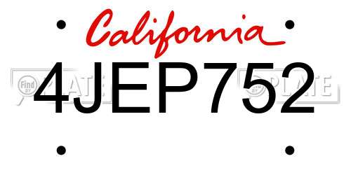 4JEP752 California License Plate