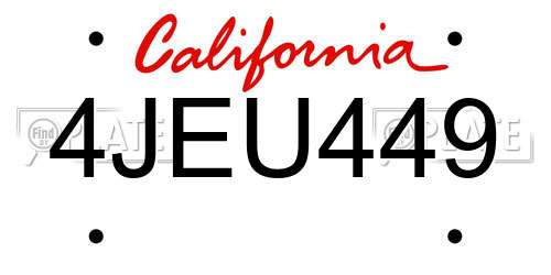 4JEU449 California License Plate