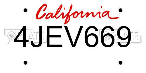4JEV669 California License Plate