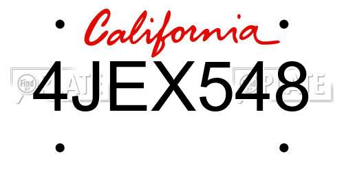 4JEX548 California License Plate