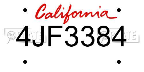 4JF3384 California License Plate