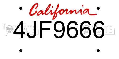 4JF9666 California License Plate