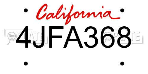 4JFA368 California License Plate