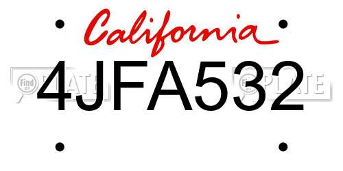 4JFA532 California License Plate