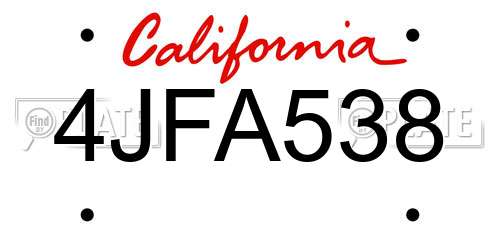 4JFA538 California License Plate