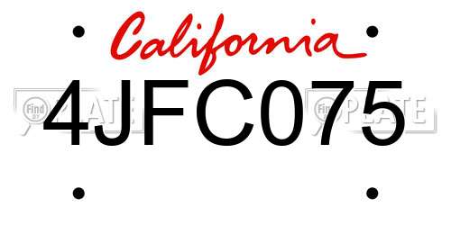 4JFC075 California License Plate