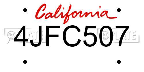 4JFC507 California License Plate