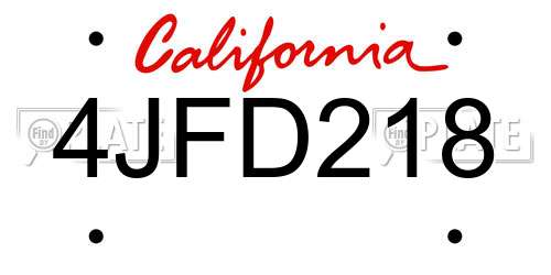 4JFD218 California License Plate