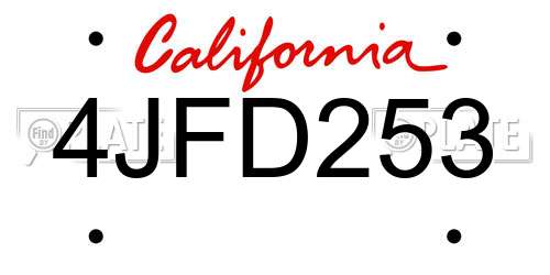 4JFD253 California License Plate