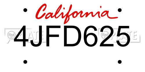 4JFD625 California License Plate
