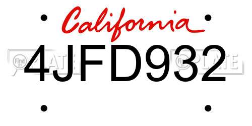 4JFD932 California License Plate