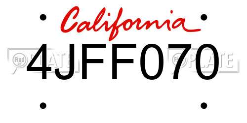 4JFF070 California License Plate
