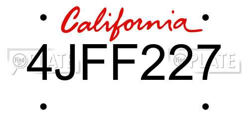 4JFF227 California License Plate