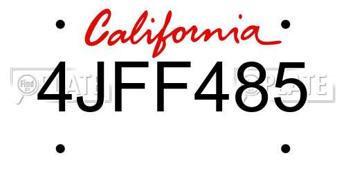 4JFF485 California License Plate