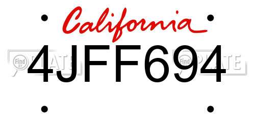 4JFF694 California License Plate