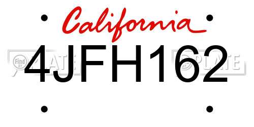 4JFH162 California License Plate