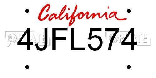 4JFL574 California License Plate