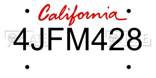 4JFM428 California License Plate
