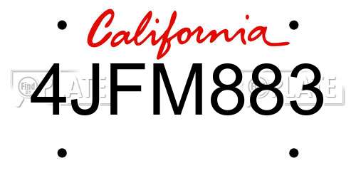 4JFM883 California License Plate
