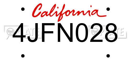 4JFN028 California License Plate