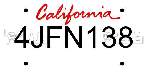 4JFN138 California License Plate