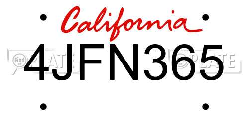 4JFN365 California License Plate