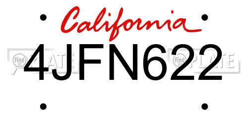 4JFN622 California License Plate