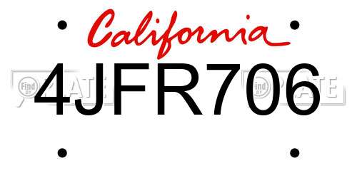 4JFR706 California License Plate