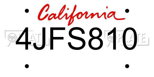 4JFS810 California License Plate