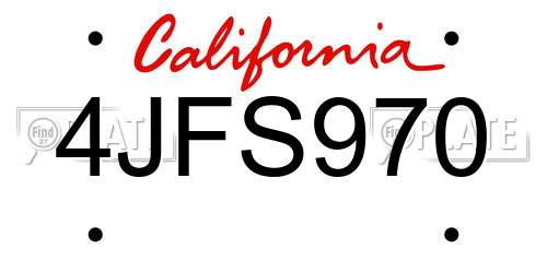 4JFS970 California License Plate