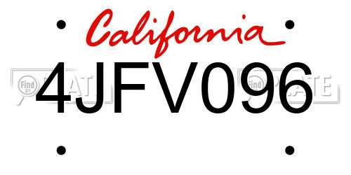4JFV096 California License Plate