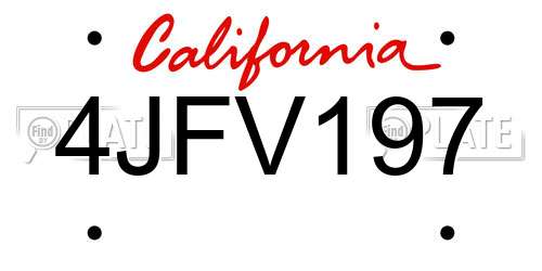 4JFV197 California License Plate