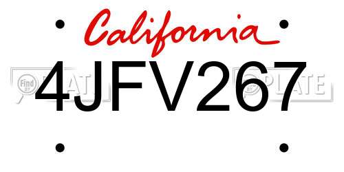 4JFV267 California License Plate