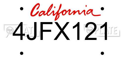 4JFX121 California License Plate