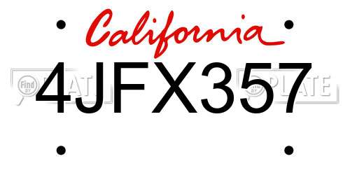 4JFX357 California License Plate