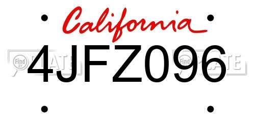 4JFZ096 California License Plate